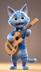 Cartoon cat playing an instrument