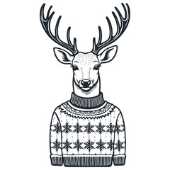 Deer wearing a sweater, vector illustration