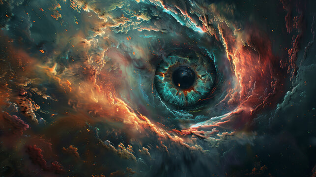 Cosmic illustration resembling an eye in a nebula.