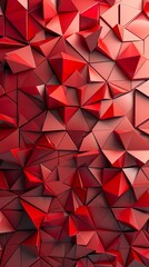 Triangular, 3D Wall background with tiles. Red, tile Wallpaper with Futuristic, Polished blocks.