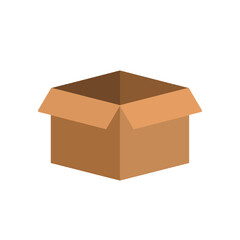 open cardboard box illustration flat style vector isolated on white and transparent background
