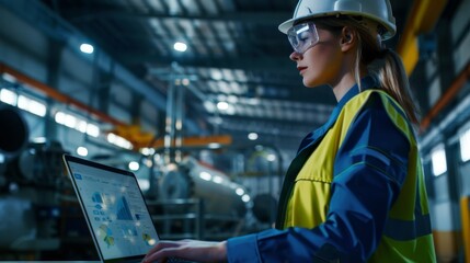 Female Engineer Monitoring Factory Systems