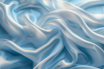 Fototapeta premium A detailed shot of silk fabric, highlighting its smooth texture and subtle sheen with a soft focus on fabric folds,