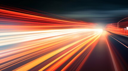 Abstract long exposure image of vibrant car headlights and highspeed traffic on a city highway during the busy evening rush hour