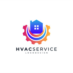 home and gear for HVAC repair service logo