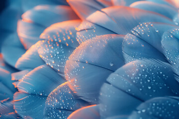 A detailed shot of feathers, emphasizing the barbs and color gradients for a soft, flowing texture,