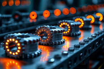 Industrial Gears with Glowing Edges