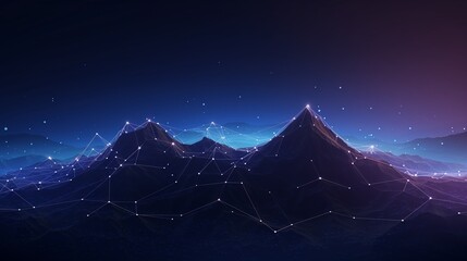 Techinspired mountain backdrop with a network of glowing lines and nodes, perfect for representing connectivity and innovation in a corporate setting