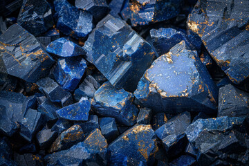 A depiction of lapis lazuli, emphasizing its intense blue color and golden pyrite flecks,