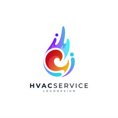 abstract, colorful and shiny water and fire for HVAC logo design