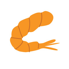 Cooked prawns vector illustration, isolated on white background