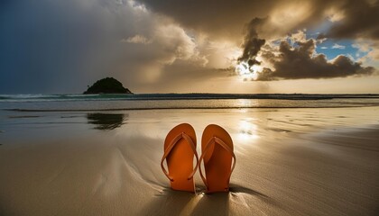 flip flops on the beach