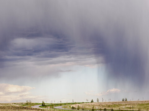 Weather event called Virga over the plains of Colorado