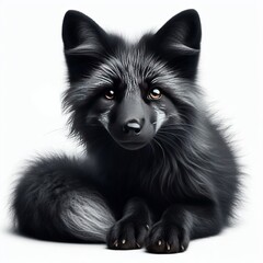 black fox vulpes on white