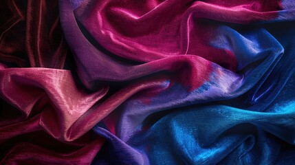 Obraz premium A close up of a crumpled piece of iridescent fabric.