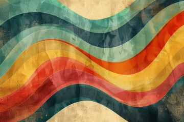 Melodic Waves of Retro Hues. A Time-worn Abstract Expression in Vivid Colors.