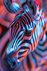 A canvas of psychedelic zebra stripes bending and twisting in a 3D space, challenging perceptions of depth,