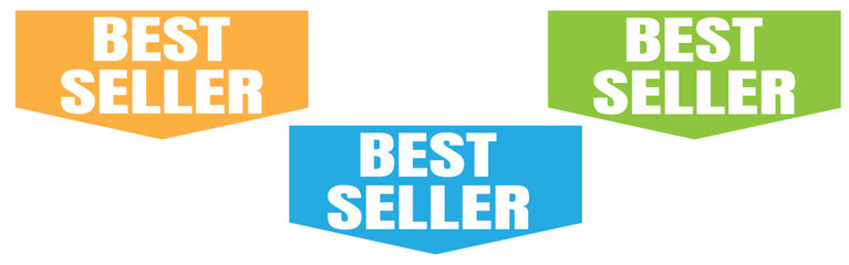 Best seller sticker, label, banner, ribbon collection. Set of best seller emblem for sale, special offer, promotion, advertising