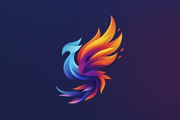 A logo featuring an abstract phoenix rising, symbolizing rebirth and growth