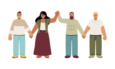 Fototapeta premium Human chain of unity vector illustration