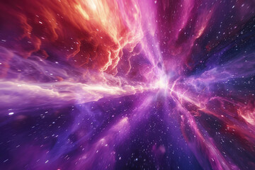 a purple and purple galaxy is flying through a space