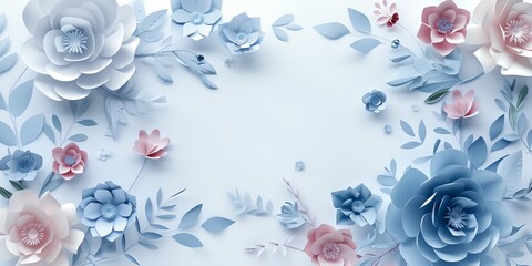 A blue background with a colorful flower arrangement