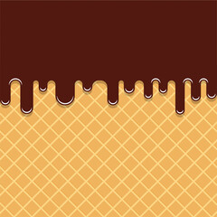 Cream flowing over Wafer texture flat vector design