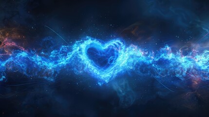 Obraz premium A 3D rendering of a human heart with a rhythmic line representing a heartbeat