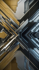 Obraz premium A futuristic design with metallic tones predominated by gold and silver hues.