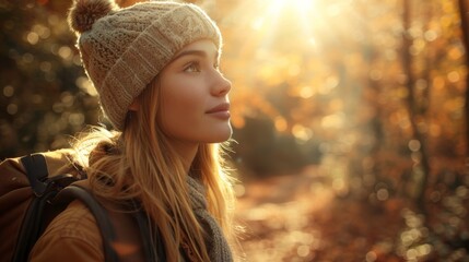Woman Enjoying Autumn Sunshine