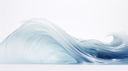 A misty silver-blue tide wave isolated on solid white background.