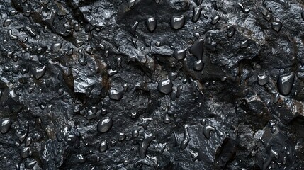 black stone surface wall texture with water droplets