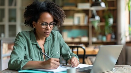 A Woman Working from Home Office