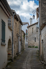 Lecques, France - 04 15 2024: View of a typical street in a village in Occitania.