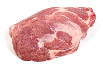 Raw pork shoulder isolated on white background