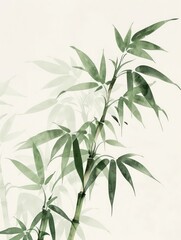 Fototapeta premium beautiful bamboo single branch illustration