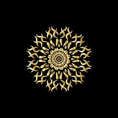 Mandala. Gold decorative element. Picture for coloring. Abstract circular ornament with stylized leaves
