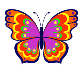 Butterfly. Color vector illustration in flat style. PNG with transparent background.