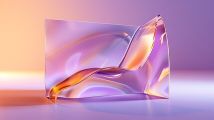 Extreme Macro Art: Organic Glass Shapes, Purple & Apricot Gradients, Redshift 3D Render, Studio Lighting