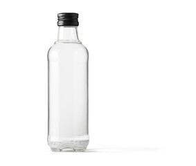 Blank glass bottle  black cap on white background design template