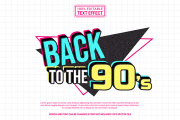 Editable text effect Back to the 90s 3d cartoon template style modern premium vector