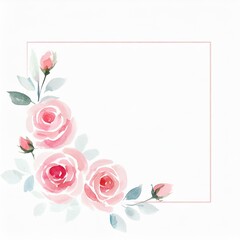 Kwadratowa ramka namalowane róże zaproszenie - obrazy, fototapety, plakaty