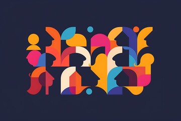 A logo with a series of abstract shapes, illustrating diversity and inclusion