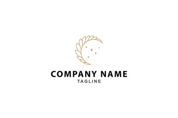 crescent moon and stars luxury abstract line art logo design © Dina