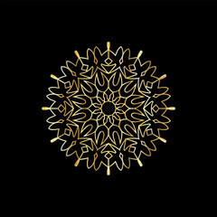 Mandala. Gold decorative element. Picture for coloring. Abstract circular ornament with stylized leaves