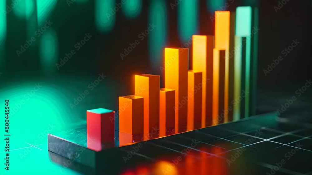 Poster close-up of bar chart on table for analyzing data and trends in a simple, visual manner, a 3d bar gr