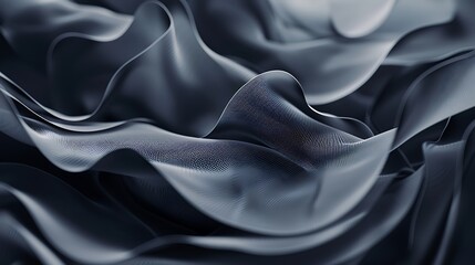 Close-Up Ocean Wave: Abstract Swirls, Flowing Fabrics, Nature-Inspired Shapes, Dark Grey Background, Detailed Photography