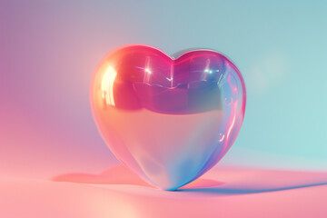 Volumetric heart on pink background. 3 cartoon heart on a pink background. Love, Valentine's Day. 3D design
