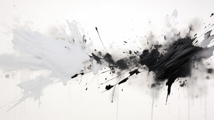Black and White Paint Splatter, Artistic Contrast Design with Copy Space