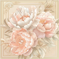 vector graphic Peony Perfection Lush peonies in soft pastel colors